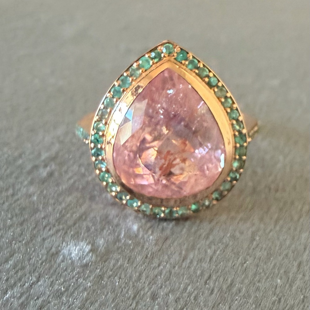Pink Copper Bearing Tourmaline And Brazilian Paraiba Ring
